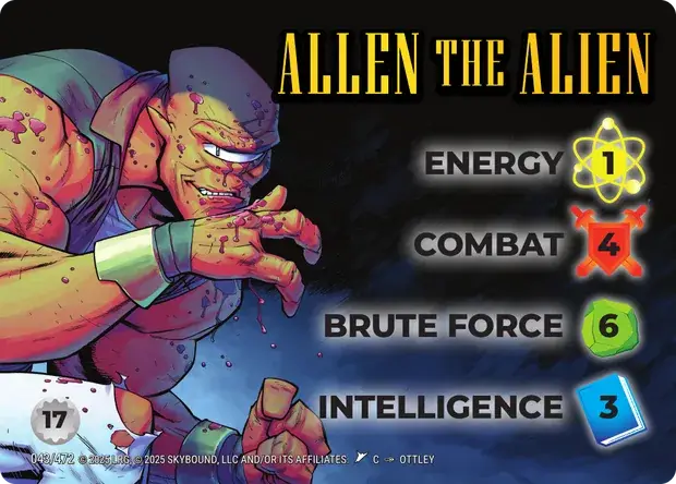 Allen the Alien OverPower Skybound character card, art by Ottley