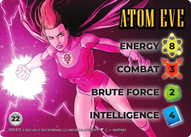 Atom Eve OverPower Skybound character card, art by Martinez