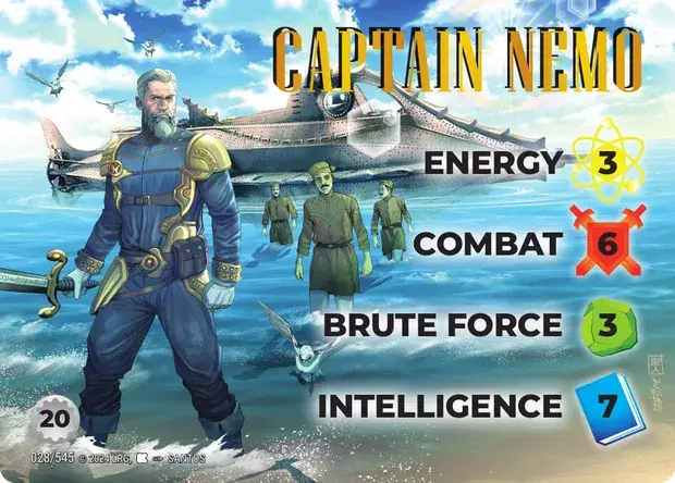 Captain Nemo OverPower Edgar Rice Burroughs character card, art by Santos