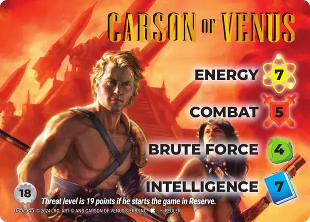 Carson of Venus OverPower Edgar Rice Burroughs character card, art by Peuler
