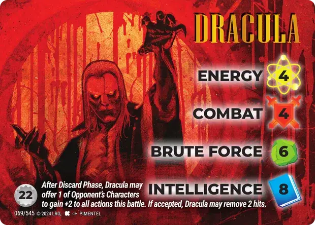 Dracula OverPower Edgar Rice Burroughs character card, art by Pimentel