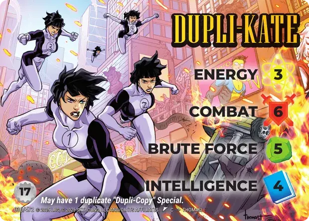 Dupli-Kate OverPower Skybound character card, art by Thomasi