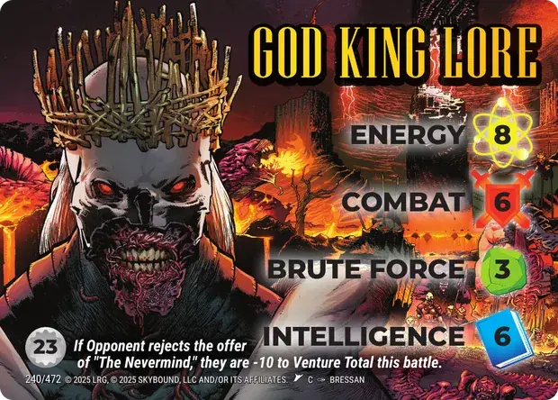 God King Lore OverPower Skybound character card, art by Bressan