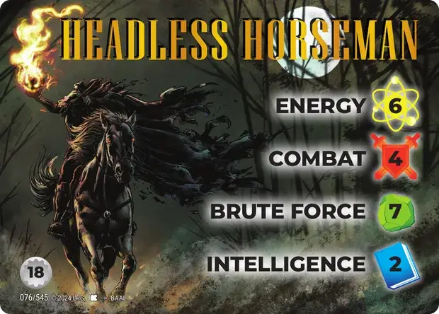Headless Horseman OverPower Edgar Rice Burroughs character card, art by Baal