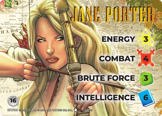 Jane Porter OverPower Edgar Rice Burroughs character card, art by Flowers
