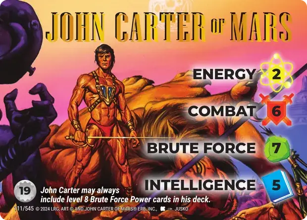 John Carter of Mars OverPower Edgar Rice Burroughs character card, art by Jusko