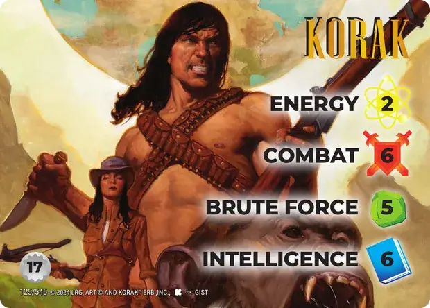 Korak OverPower Edgar Rice Burroughs character card, art by Gist