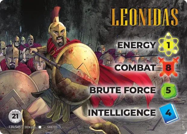 Leonidas OverPower Edgar Rice Burroughs character card, art by Santos