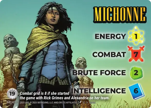 Michonne OverPower Skybound character card, art by Finch