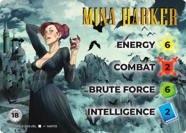 Mina Harker OverPower Edgar Rice Burroughs character card, art by Santos