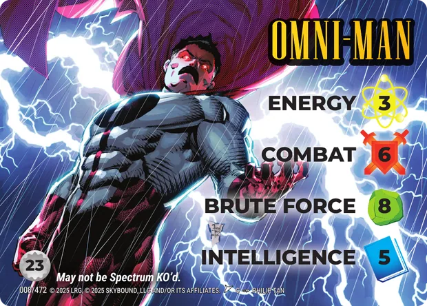 Omni-Man OverPower Skybound character card, art by Philip Tan