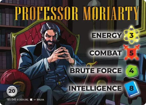 Professor Moriarty OverPower Edgar Rice Burroughs character card, art by Brilha