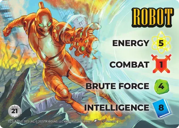 Robot OverPower Skybound character card, art by Pansica