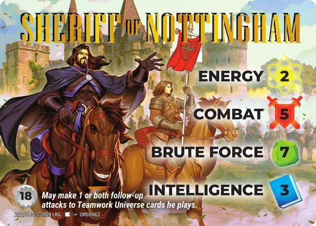 Sheriff of Nottingham OverPower Edgar Rice Burroughs character card, art by Ordoñez