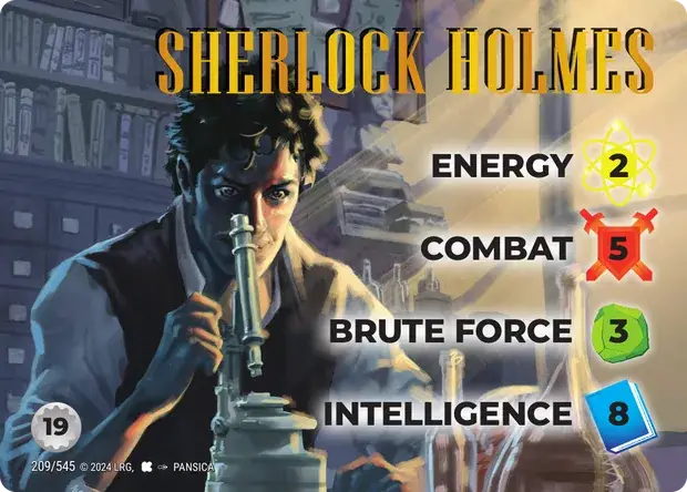 Sherlock Holmes OverPower Edgar Rice Burroughs character card, art by Pansica