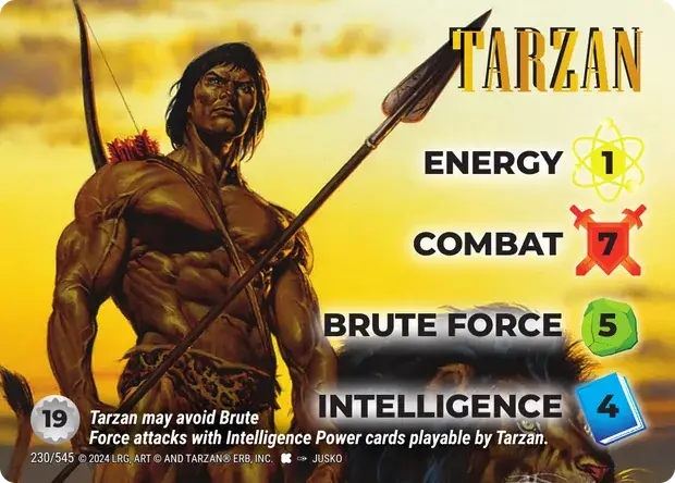 Tarzan OverPower Edgar Rice Burroughs character card, art by Jusko