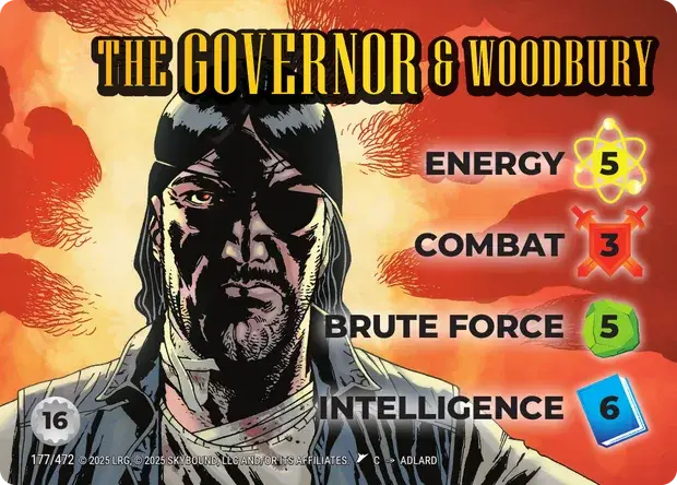 The Governor & Woodbury OverPower Skybound character card, art by Adlard