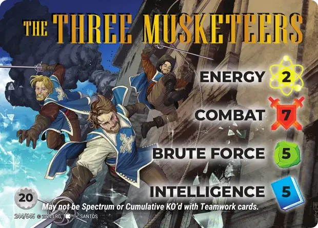 The Three Musketeers OverPower Edgar Rice Burroughs character card, art by Santos